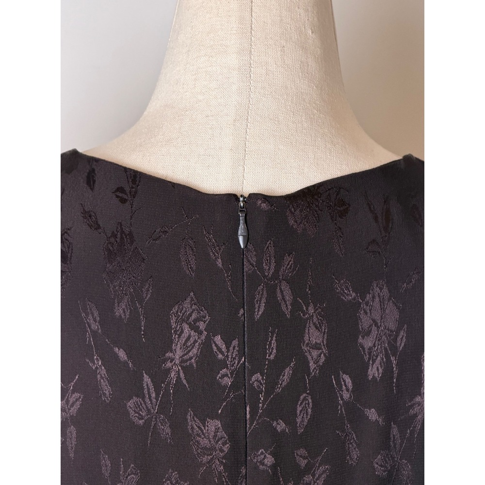Laura Ashley Vintage 90s Dress Women 8 Brown Floral Jacquard Maxi Cottagecore - Picture 8 of 11
